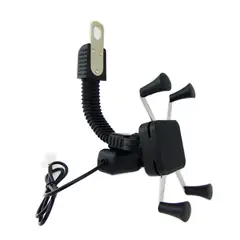 OEM - PORTA SMARTPHONE CON BRAZO PARA ESPEJO DE MOTO CON USB 21A