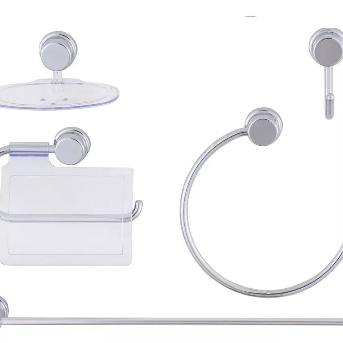 BASE - Kit Accesorios Para Baño Cromado De 5 Piezas