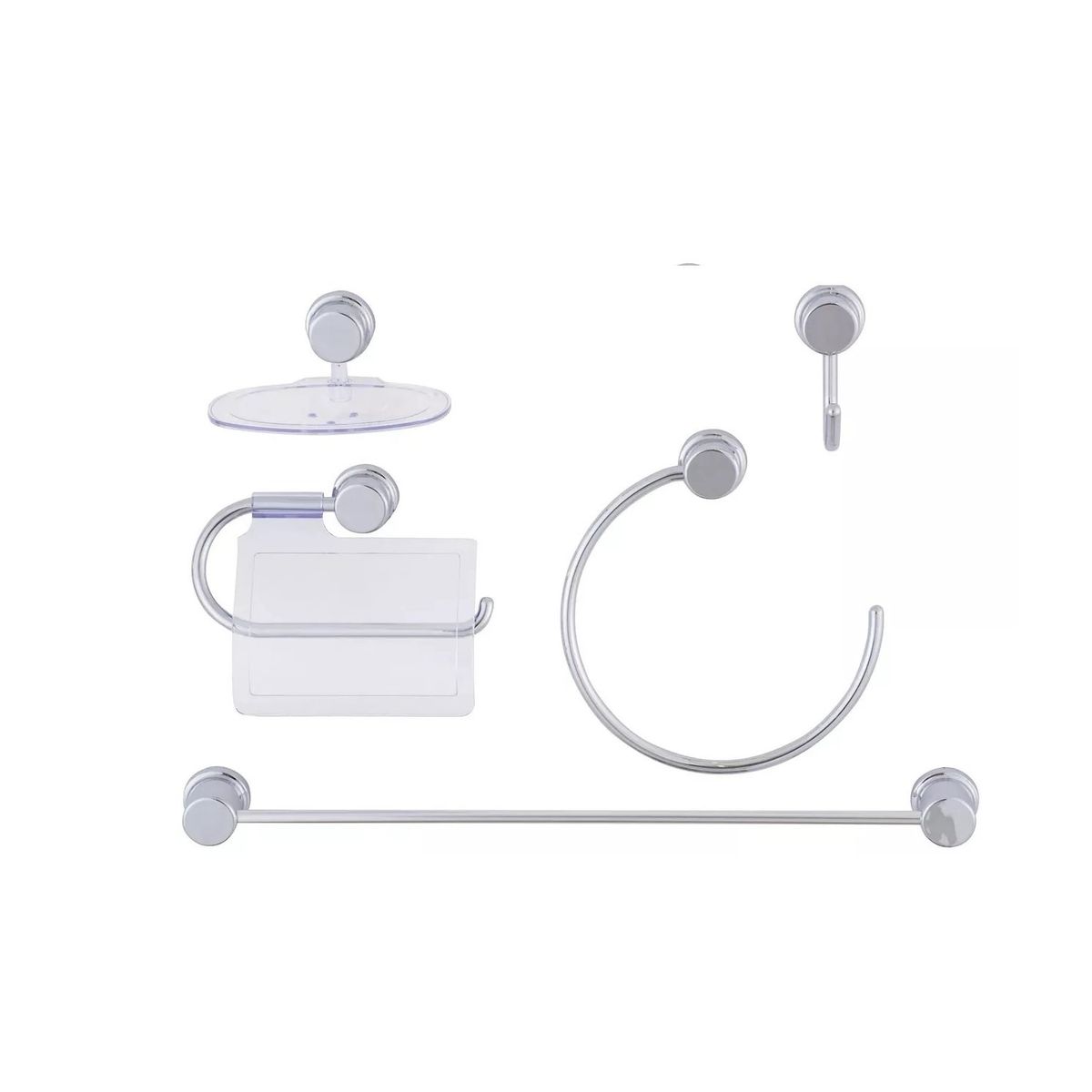 BASE - Kit Accesorios Para Baño Cromado De 5 Piezas