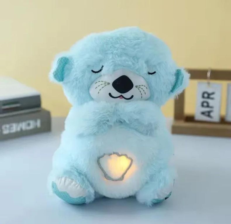 OSO DE PELUCHE RELAJANTE CON LUZ PARA BEBE AZUL