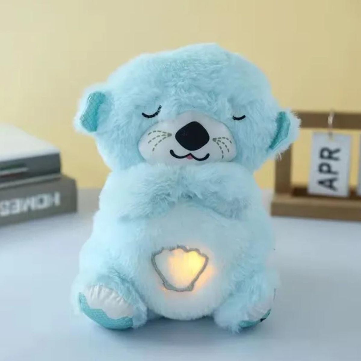 OEM - OSO DE PELUCHE RELAJANTE CON LUZ PARA BEBE AZUL
