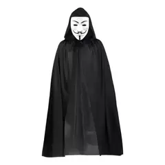 GENERICO - Disfraz Adulto Anonymous Hacker Halloween Capa + Mascara