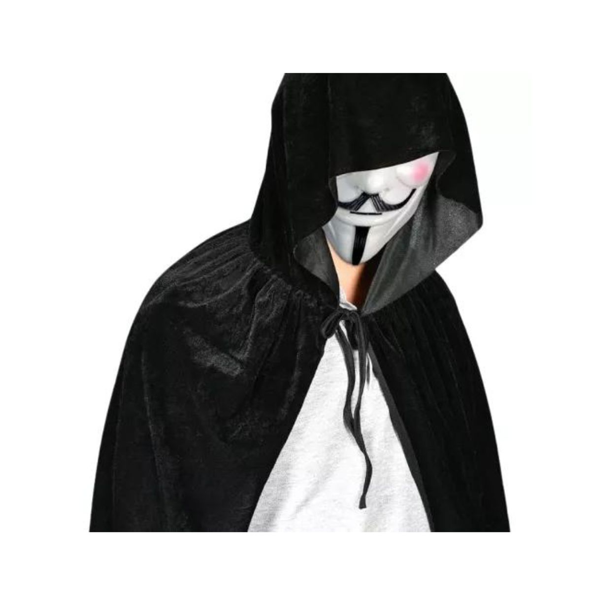 GENERICO - Disfraz Adulto Anonymous Hacker Halloween Capa + Mascara