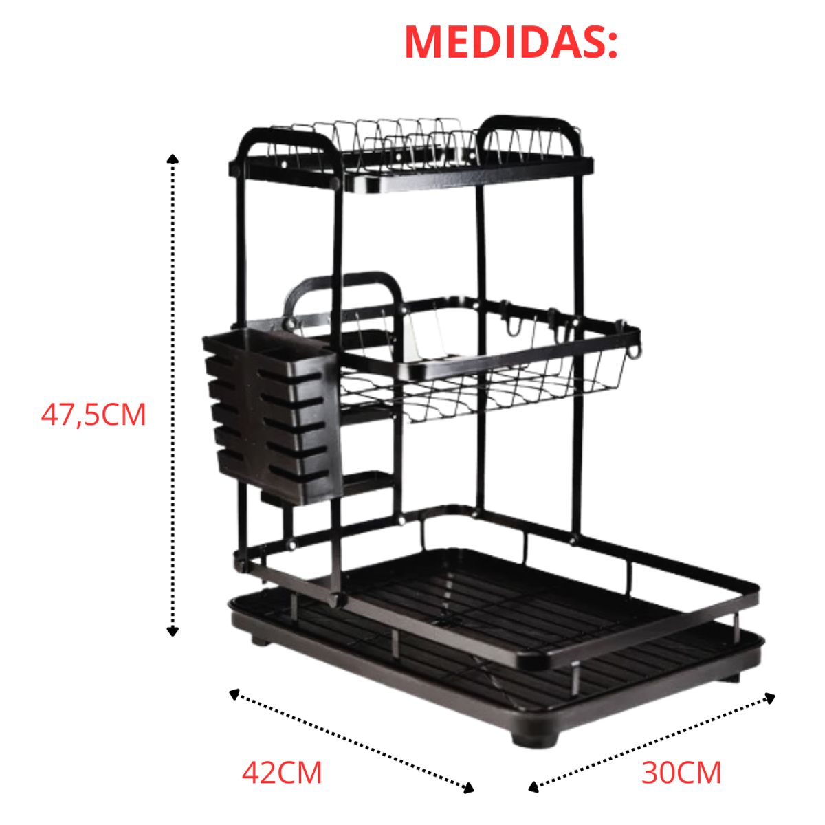 GENERICO - Secador Escurridor Loza Platos 3 Niveles Cocina Secaplatos