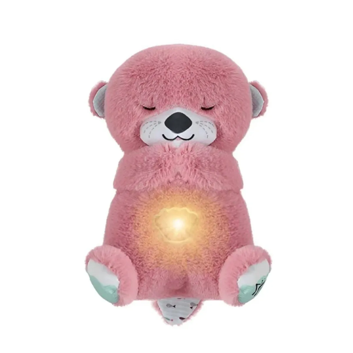 OEM - NUTRIA DE PELUCHE RELAJANTE CON LUZ PARA BEBE ROSA