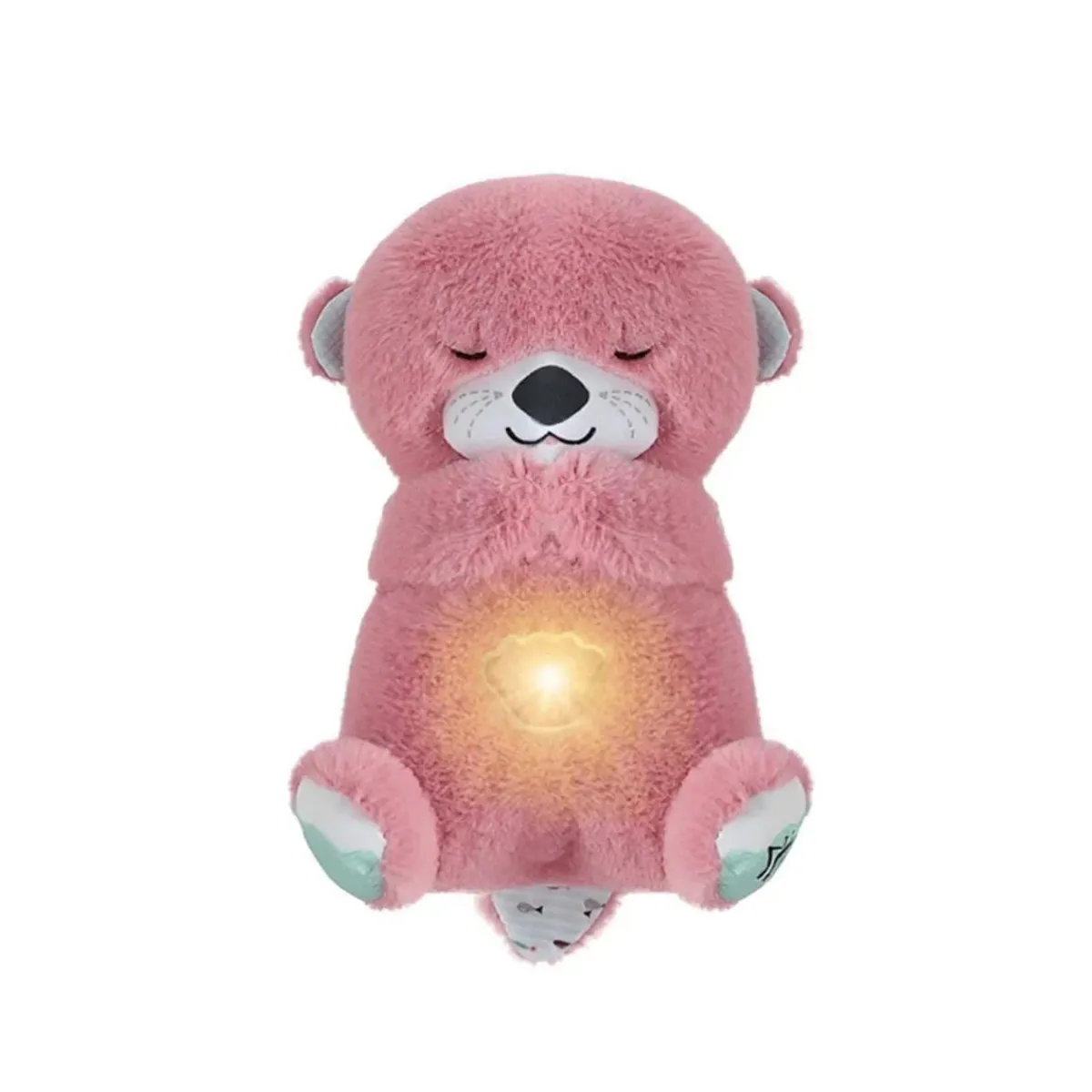 OEM - NUTRIA DE PELUCHE RELAJANTE CON LUZ PARA BEBE ROSA
