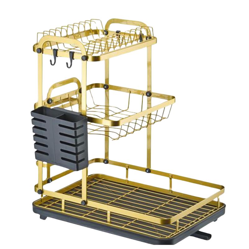 GENERICO - Escurridor De Platos Acero Secador Loza Secaplatos Dorado 3 Niveles