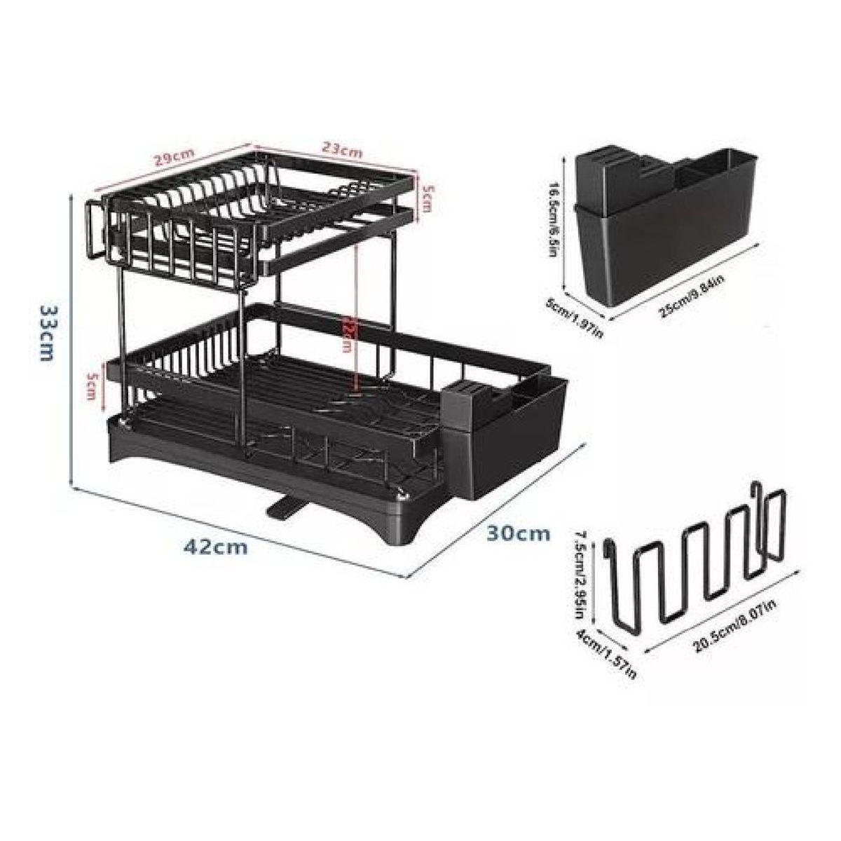 GENERICO - Escurridor De Plato 2 Niveles Secador Desmontable Inoxidable