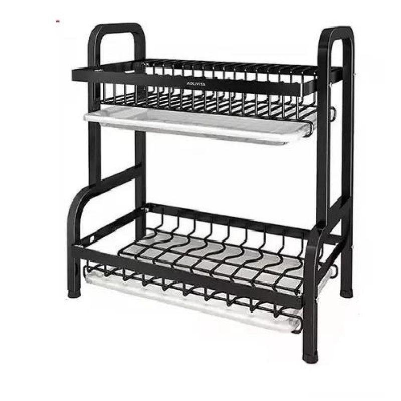 GENERICO - Escurridor secador de loza platos extraíble 2 Niveles color negro