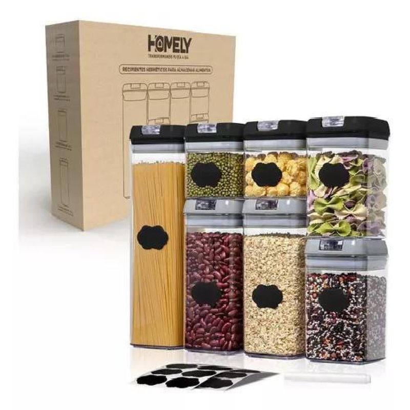 GENERICO - Frascos Conserveros Contenedores Hermeticos Pack 7 Color Blanco