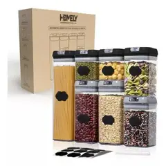 GENERICO - Frascos Conserveros Contenedores Hermeticos Pack 7 Color Blanco
