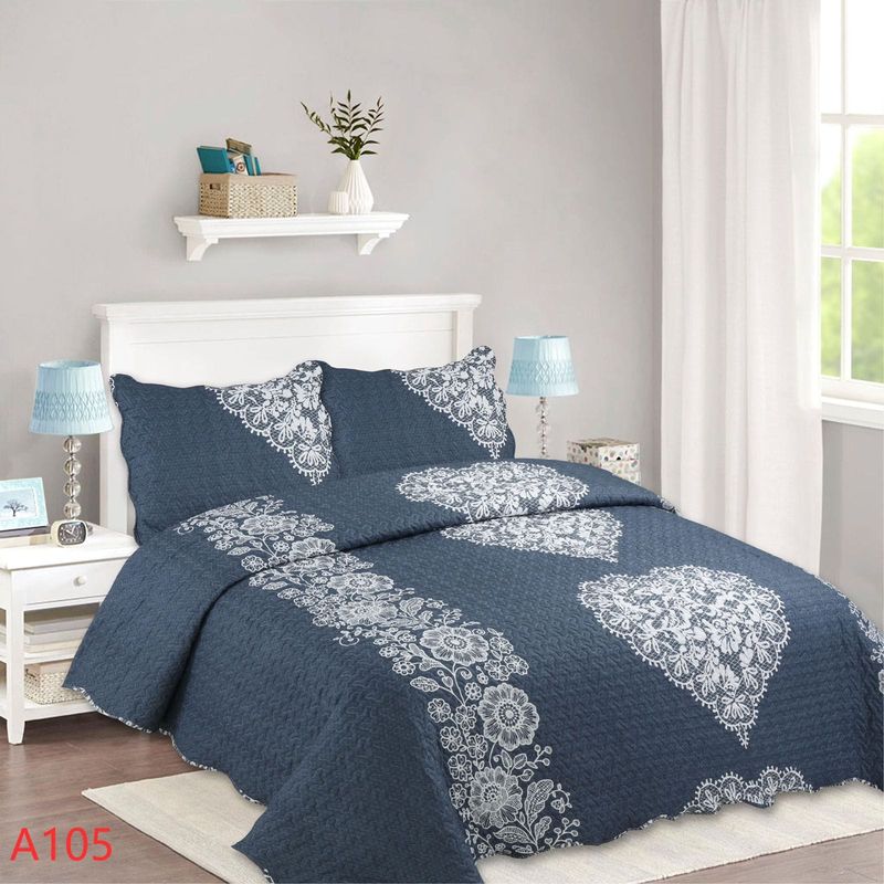 GENERICO - Cubrecama Quilt Verano King - Azul Jacquard A105