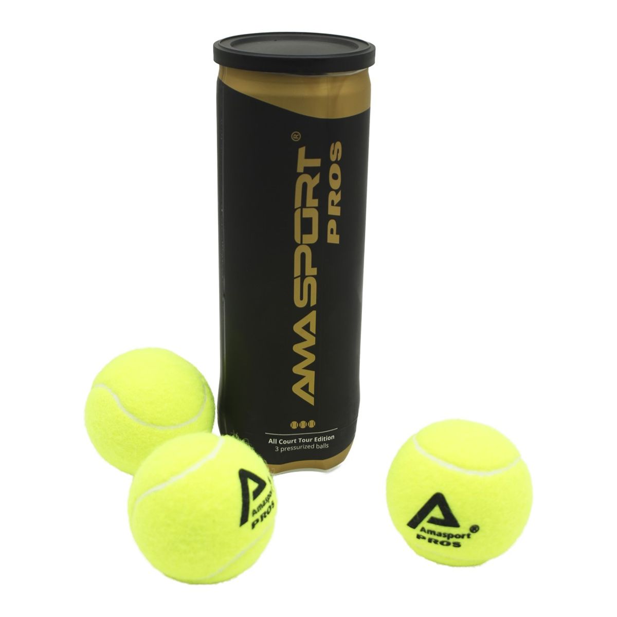 AMA SPORT - Set 3 Pelotas Padel Ama Sports Pros Tarro 3 Unidades