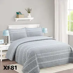 GENERICO - Cubrecama Quilt Verano King - Gris Triangulo XF81