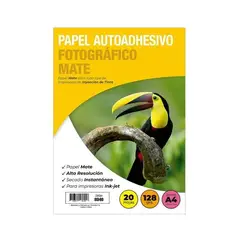 ADETEC - Papel fotografico autoadhesivo mate A4 128gr 20 hojas