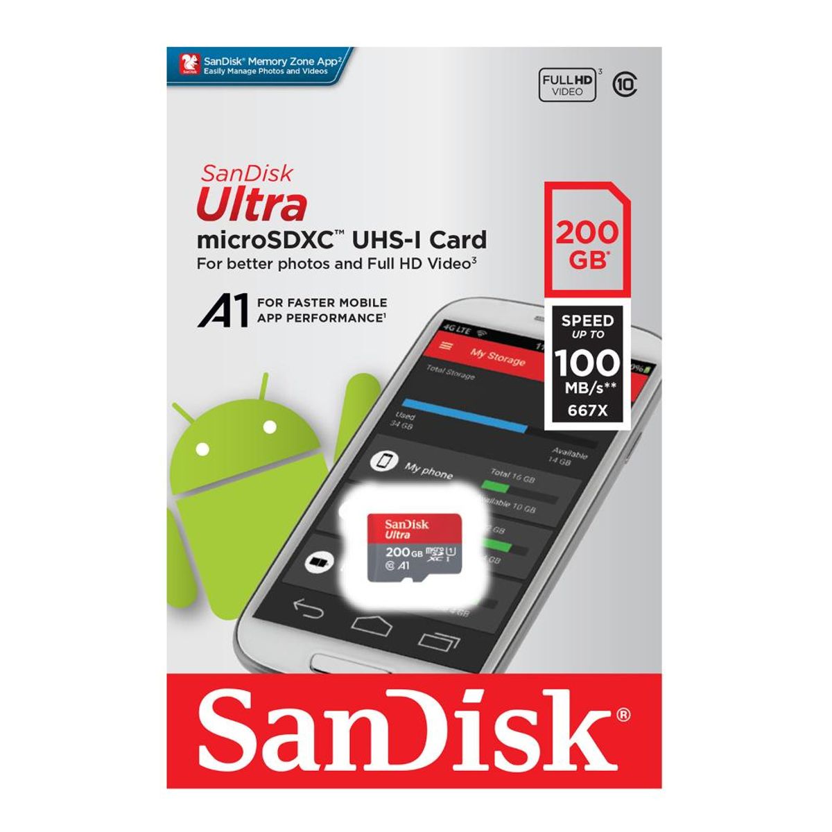 SANDISK - MICRO SD CON ADAPTADOR 200GB