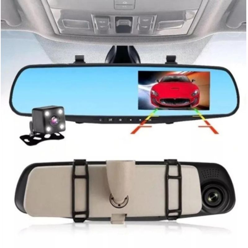GENERICO - Espejo Retrovisor Más Camara Frontal Y Camara Retroceso Hd