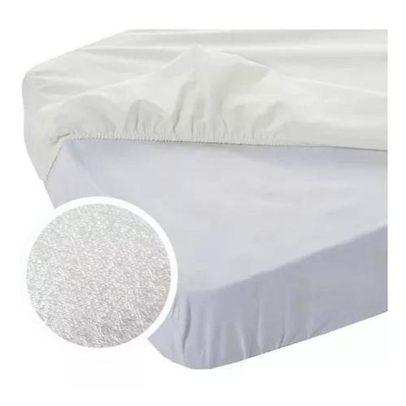 GENERICO - Cubre colchón impermeable 1 plaza, 190x90+25 cm, color blanco