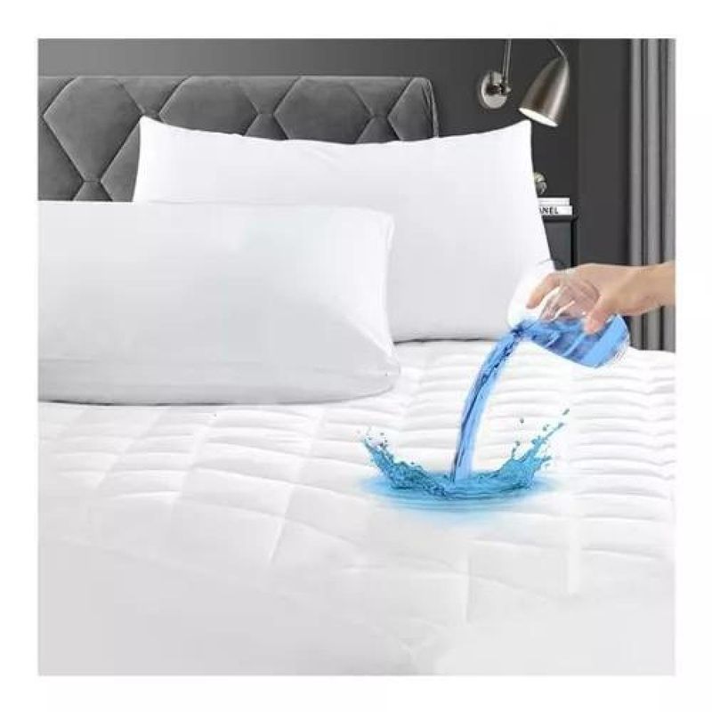 GENERICO - Cubre colchón protector impermeable de bambú, 2 plazas, color blanco
