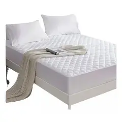 GENERICO - Cubrecolchon 2 Plazas Acolchado + 2 Fundas Para Almohada Color Blanco 100% Impermeable