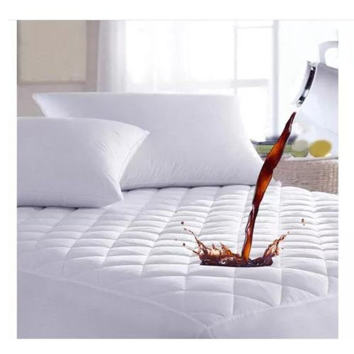 GENERICO - Cubre colchón impermeable, 2 plazas + fundas