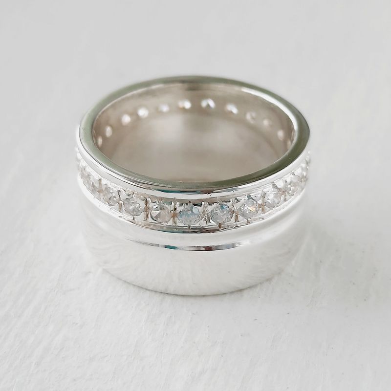 GENERICO - Anillo de plata tipo argolla con circones