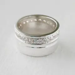 GENERICO - Anillo de plata tipo argolla con circones