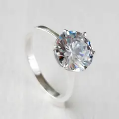 GENERICO - Anillo solitario de plata clásico