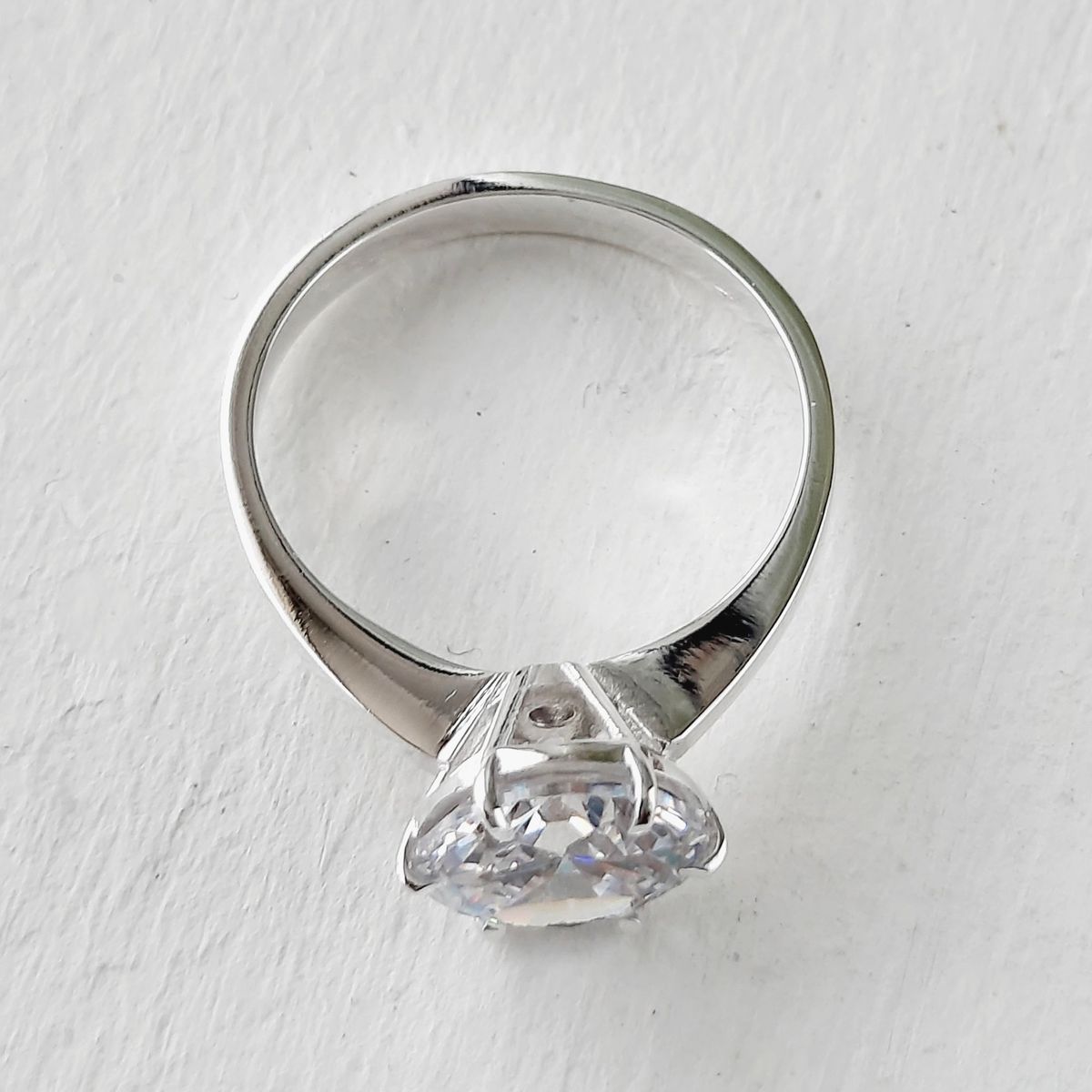 GENERICO - Anillo de Plata 950 Mujer Solitario Circón Blanco 10 mm