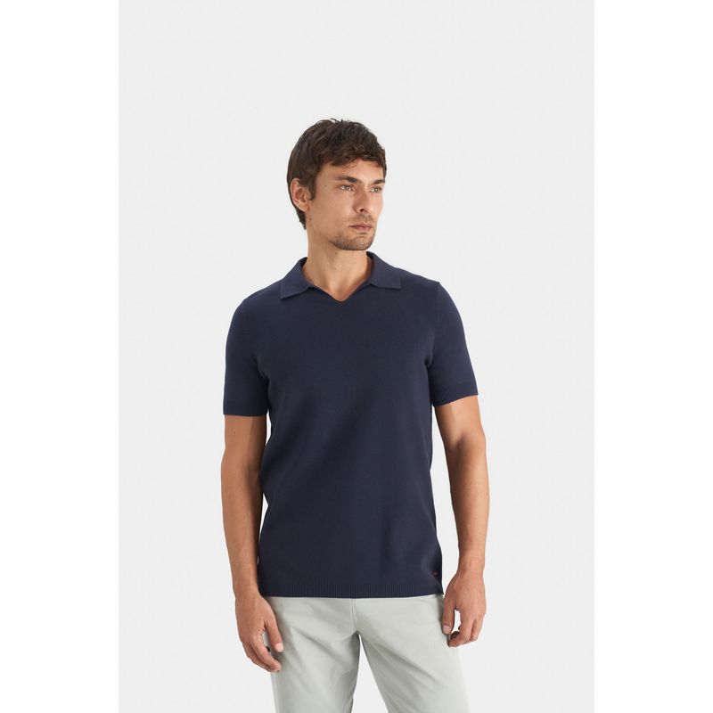 VELEZ - Vélez Polo Tejida Para Hombre Cuello En V Azul Osc
