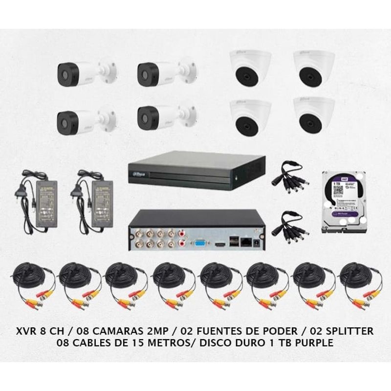 DAHUA - Kit Dahua Sistema CCTV 8 Camaras