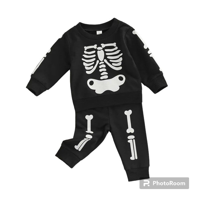 ANGO - Conjunto HALLOWEEN BEBÉ Buzo Esqueleto Poleron Pantalon