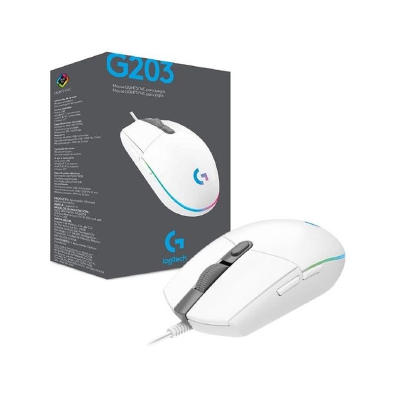 LOGITECH - Logitech Mouse Gamer G203 New Rgb Lightsync Juegos 6 Botones
