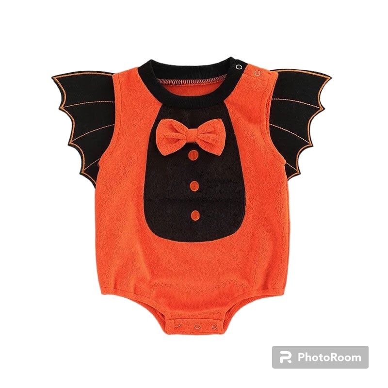 ANGO - Enterito HALLOWEEN BEBÉ Body POLAR Murcielago Naranjo