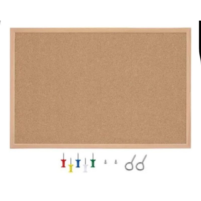 GENERICO - Pizarra De Corcho 60x40 Cm Deco Living Escritorio Multiuso