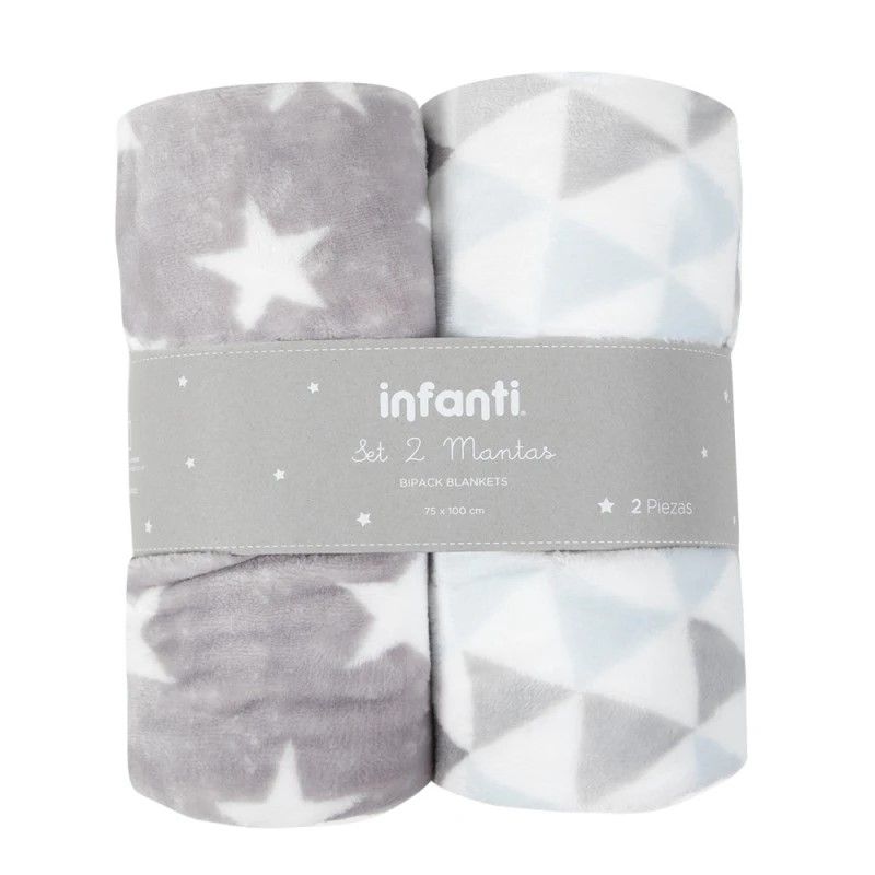 INFANTI - Pack 2 Mantas Infanti Polar 75x100cm Gris