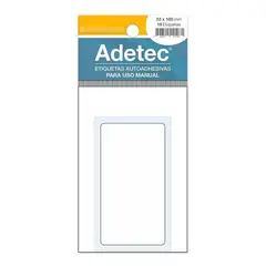 ADETEC - 18 Etiquetas Manual Rectangular Blanca 53x100 mm