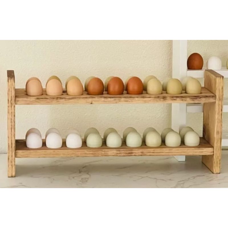 GENERICO - Porta Huevos de Madera Natural - Organizador de huevos de madera