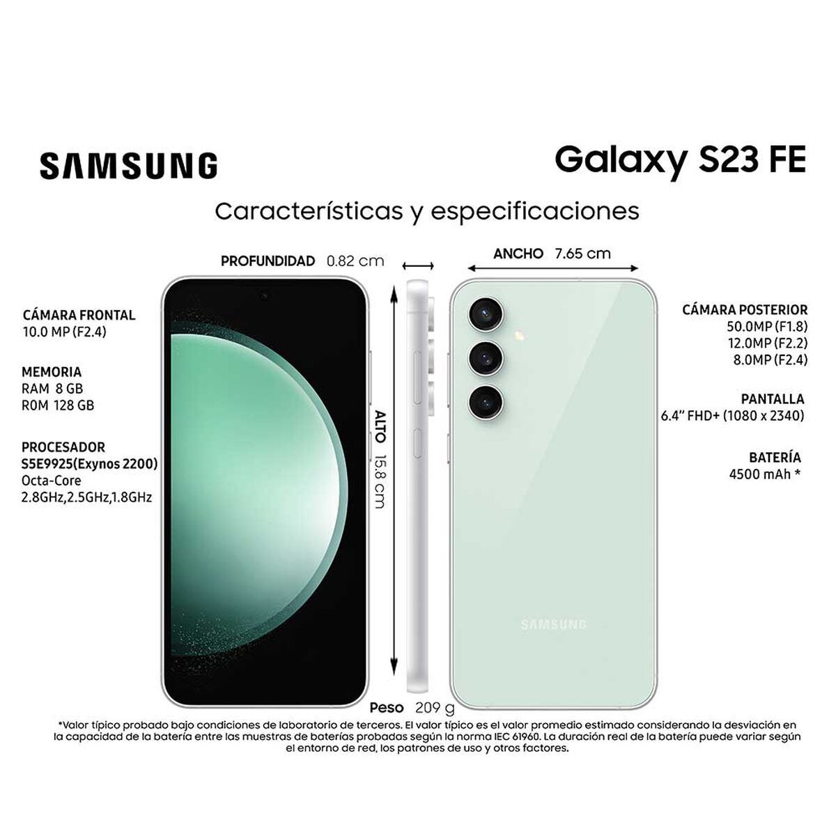 SAMSUNG - Samsung Galaxy S23 FE 5G 128GB - Verde - Reacondicionado