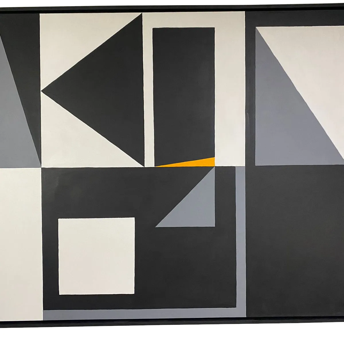 GENERICO - Cuadro Pintado a Mano Abstracto Geométrico Moderno Negro Gris 120x100 cm