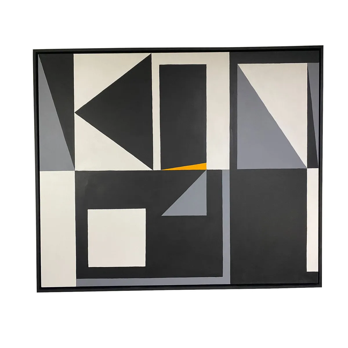 GENERICO - Cuadro Pintado a Mano Abstracto Geométrico Moderno Negro Gris 120x100 cm