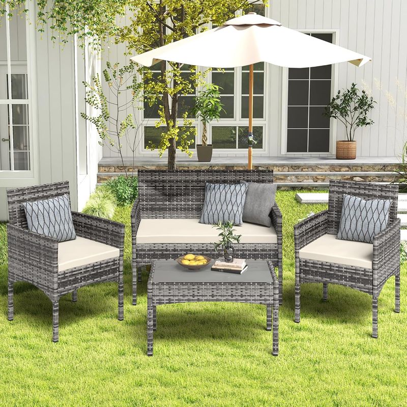 ELEMENT DESIGN - Juego de Living de Terraza Brisa 4 Piezas para Exterior Gris