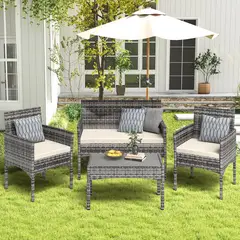 ELEMENT DESIGN - Juego de Living de Terraza Brisa 4 Piezas para Exterior Gris