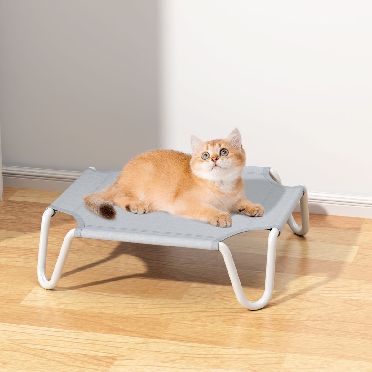 AIZO - Cama Elevada Perros Pequeños 55x55x15cm Antideslizante Gris