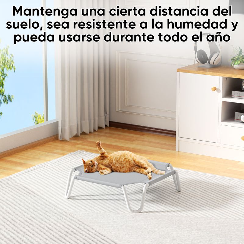 AIZO - Cama Elevada Perros Pequeños 55x55x15cm Antideslizante Gris