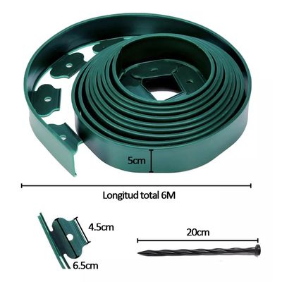 Imagen 2 del producto Separador Jardín Limitador De Césped 5cm×6m Verde + 18 Uñas