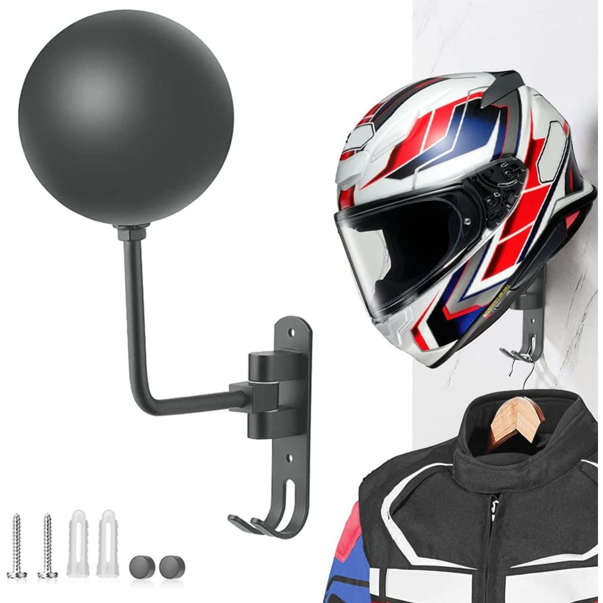 KUANGYE - Soporte Colgador Para Casco Moto Bicicleta Tipo Bola Pared