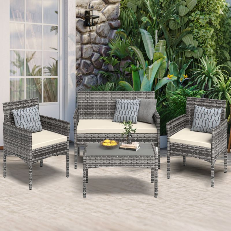 REBONEC - Juego de Living de Terraza 4 Personas Gris