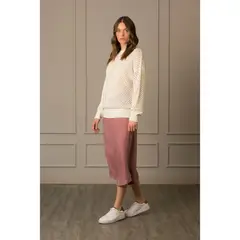 VELEZ - Vélez Sweater Cerrado En Malla Para Mujer Ciruela Crema