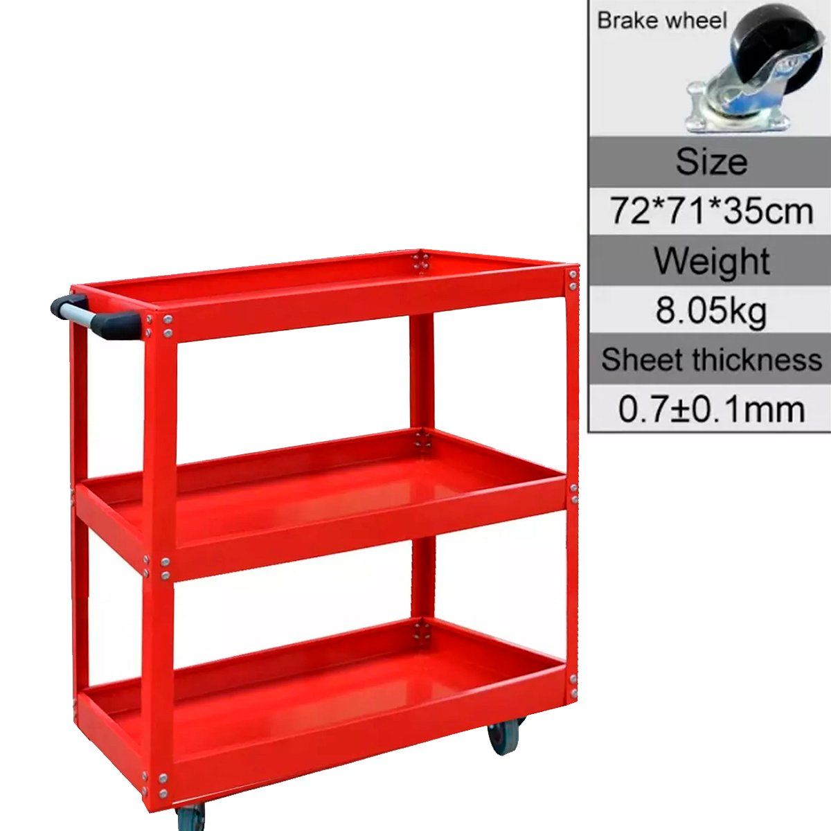 GENERICO - Carro Organizador Mecanico Porta Herramientas 3 Nivel Taller